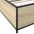 vidaXL Posteľný rám dub sonoma 200x200 cm kompozitné drevo a kov