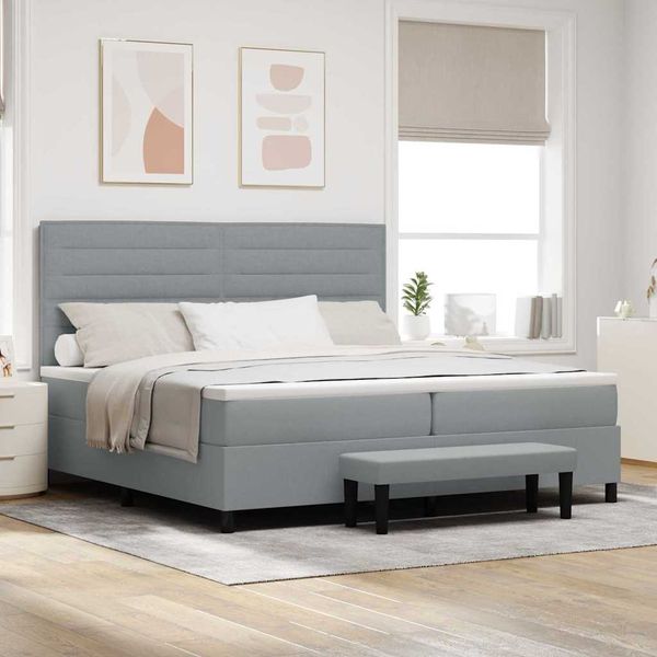 vidaXL Posteľ s pružinovým rámom Svetlosivá 200 x 200 cm látka
