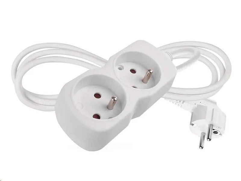 Prodlužovací kabel EMOS P02114 / 1,4 m / 2 zásuvky / biely / PVC / 1 mm²
