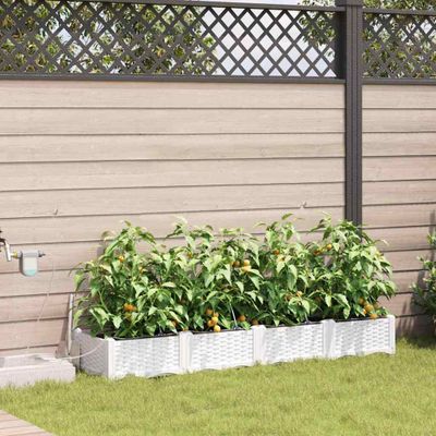 vidaXL Záhradný kvetináč 4 pcs Biely 160 x 40 x 22 cm Plast