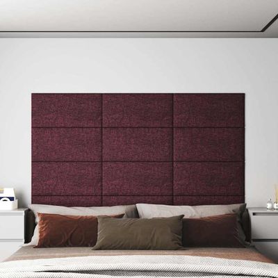 vidaXL Nástenné panely 12 ks fialové 60x30 cm látka 2,16 m²