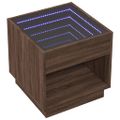 vidaXL Nočný stolík s nekonečnými LED hnedý dub 50x50x50 cm