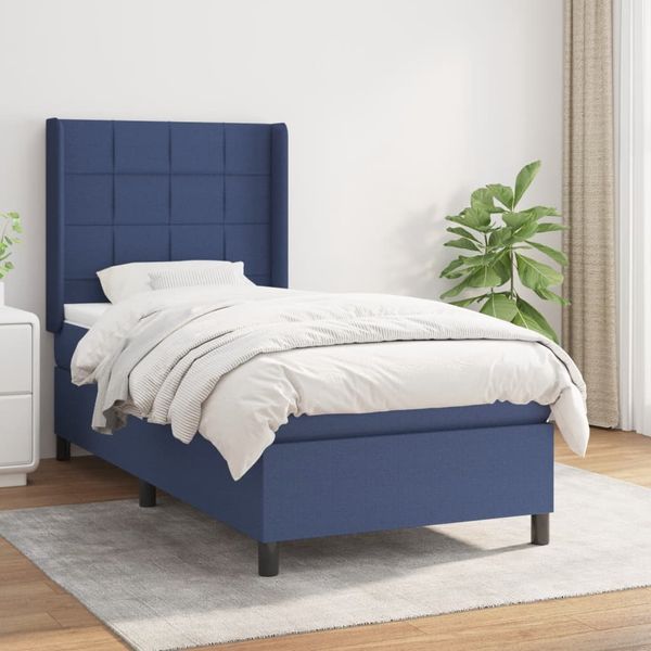vidaXL Boxspring posteľ s matracom modrá 100x200 cm látka