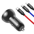 Baseus nabíjačka do auta s 24W displejom + kábel USB 3v1 Baseus Tri základné farby 1,2 m