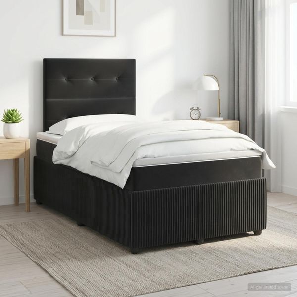 vidaXL Posteľ boxspring s matracom Čierna 120 x 200 cm Zamat