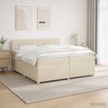 vidaXL Posteľ boxspring s matracom Krémová 200 x 200 cm Látka