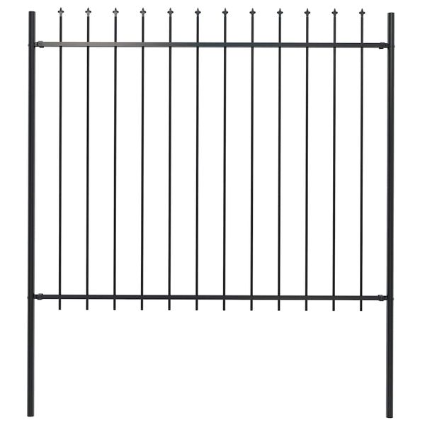 vidaXL Záhradný plot s vrchnou časťou z ocele 181x150 cm čierny