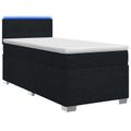 vidaXL Posteľ s boxspringom a matracom a LED Čierna 90 x 200 cm Látka