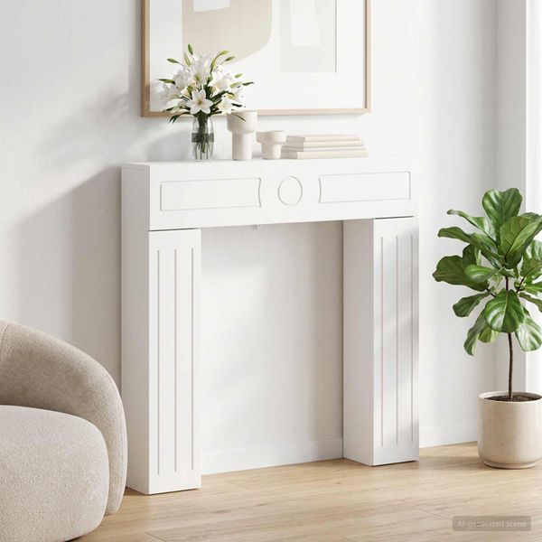 vidaXL Rám krbu Biela 102 x 18 x 100,5 cm Kompozitné drevo
