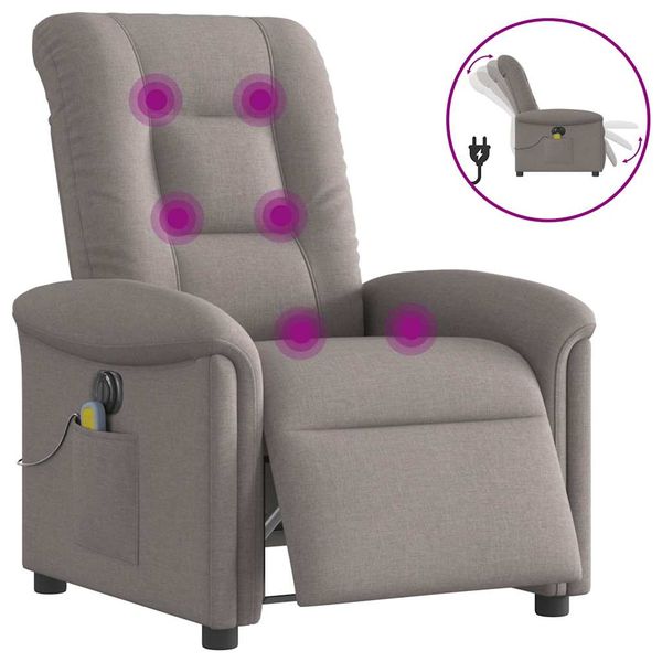 vidaXL Elektrické sklápacie masážne kreslo sivohnedé látka