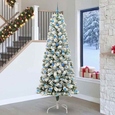 vidaXL Umelý Sklápací Vianočný Stromček Zelená a biela 240 cm