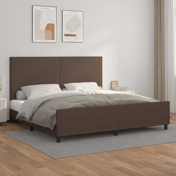 vidaXL Posteľný rám s čelom hnedý 200x200 cm umelá koža