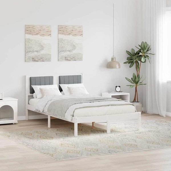 vidaXL Rám postele s čalúneným čelom Svetlosivá 120 x 200 cm