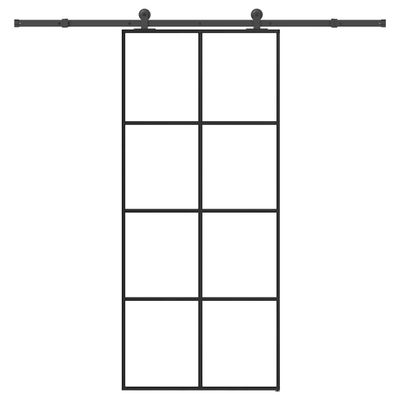 vidaXL Posuvné dvere s kovaním ESG sklo a hliník 90x205 cm