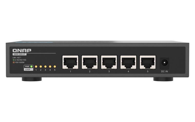 QNAP switch QSW-3205-5T (5x 10GbE port, pasiv. chladenie, podpora 100M/1G/2,5G/5G a 10G)