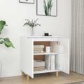 vidaXL Komoda, nohy z masívu, lesklá biela 60x35x70cm kompozitné drevo