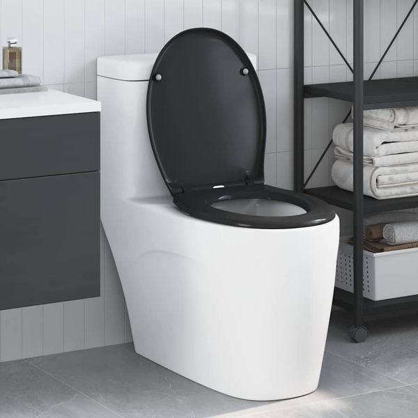 vidaXL WC sedadlo Čierna 47 x 37 x 4 cm Duroplast