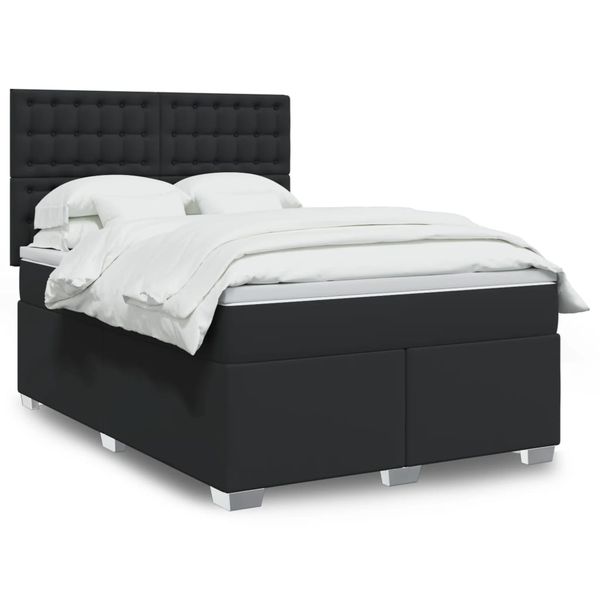 vidaXL Boxspring posteľ s matracom čierny 140x190 cm umelá koža