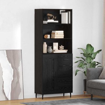 vidaXL Highboard so zásuvkou Čierny dub 69,5 x 34 x 180 cm
