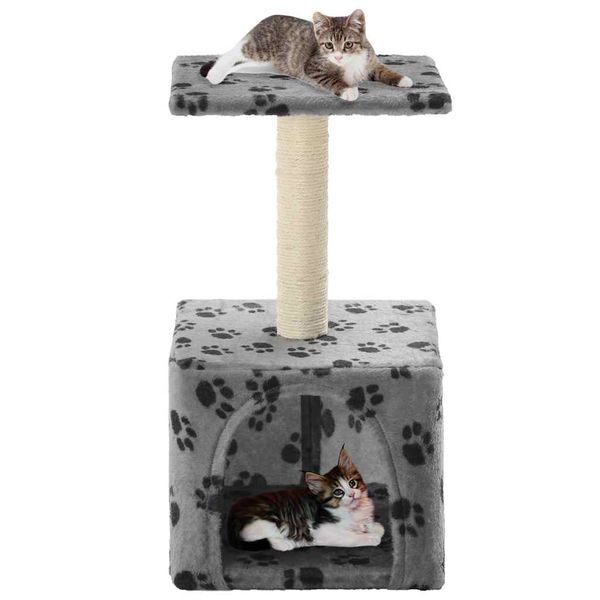 vidaXL Škrabadlo pre mačky, sisalový stĺpik 55 cm, sivé s labkami