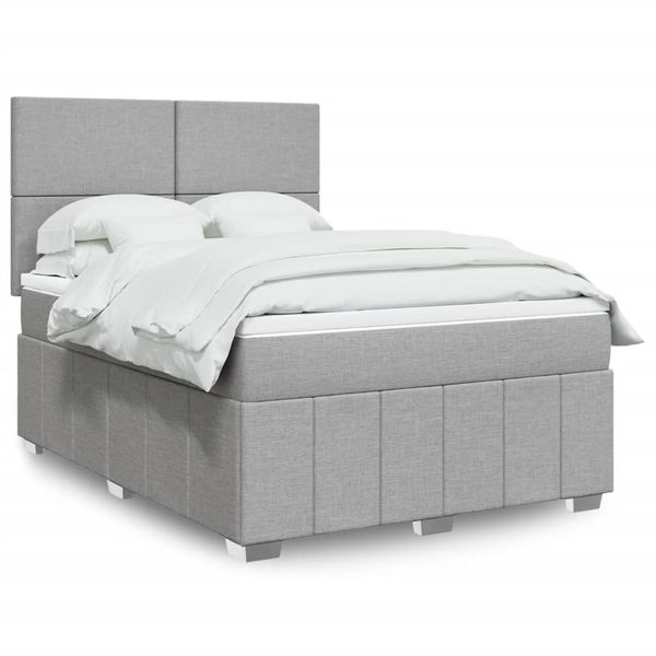vidaXL Boxspring posteľ s matracom svetlosivá 100x200 cm látka