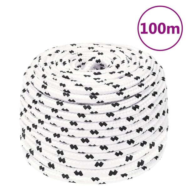 vidaXL Pracovné lano biele 10 mm 100 m polyester