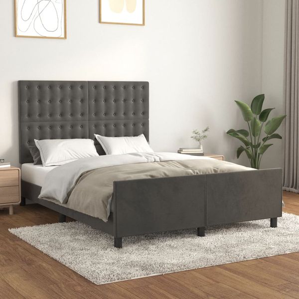 vidaXL Posteľ bez matraca tmavosivý 140x190 cm zamat