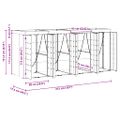 vidaXL Úložisko na 4 koše Wheelie Svetlosivá 272 x 77,5 x 121,5 cm