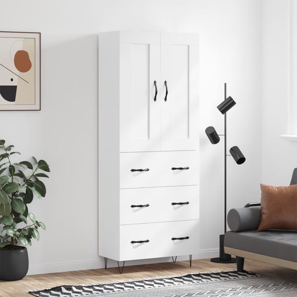 vidaXL Vysoká skrinka biela 69,5x34x180 cm spracované drevo