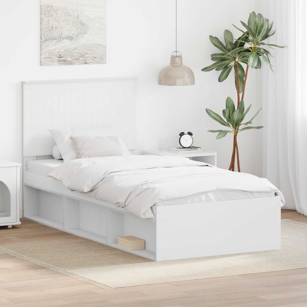vidaXL Rám postele Biela 90 x 190 cm Masívne borovicové drevo