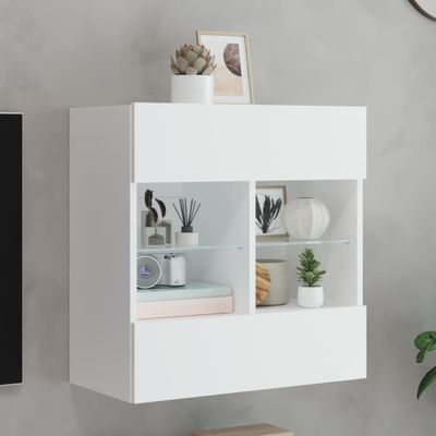 vidaXL TV nástenná skrinka s LED svetlami biela 58,5x30x60,5 cm
