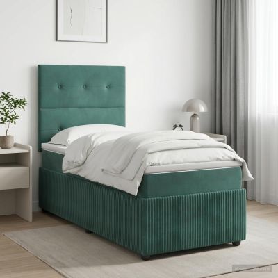 vidaXL Posteľ boxspring s matracom Tmavozelená 100 x 200 cm Zamat