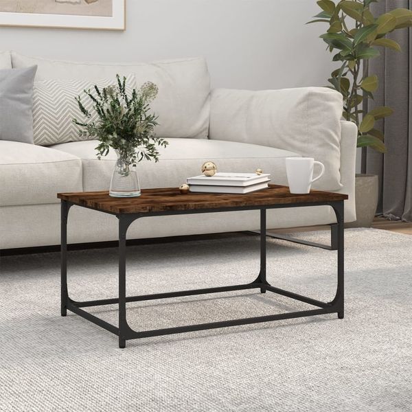 vidaXL Konferenčný stolík dymový dub 80x50x40 cm sprac. drevo a železo