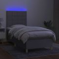 vidaXL Posteľ boxsping s matracom a LED bledosivá 80x200 cm látka