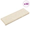 vidaXL Schodové rohože 30 ks 65x21x4 cm biele s obdĺžnikovým okrajom