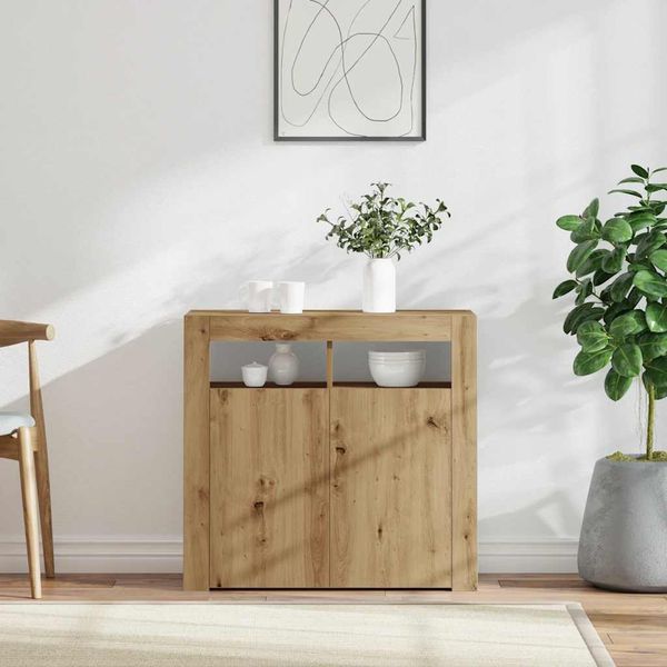 vidaXL TV skrinka s LED dub artisan 80x35x75 cm kompozitné drevo