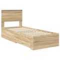 vidaXL Rám postele Sonoma dub a striebro 75 x 190 cm Kompozitné drevo