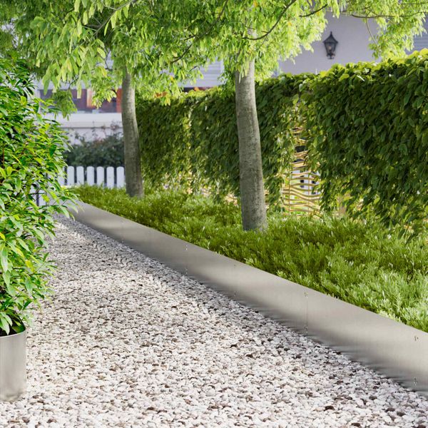 vidaXL Obrubník trávnika 20 pcs 103 x 30 cm Oceľ Strieborná