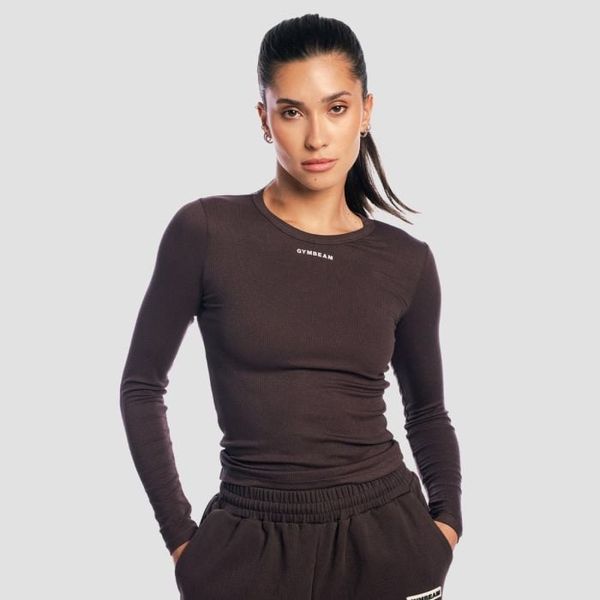Dámske tričko s dlhým rukávom Aura Tee Brown - GymBeam, veľkosť L