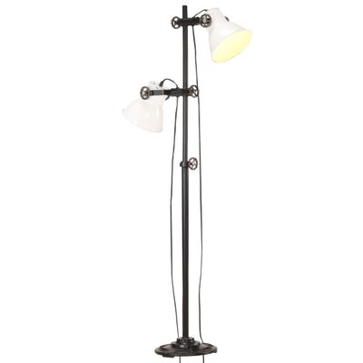 vidaXL Stojanová lampa s 2 tienidlami biela E27 liatina železa