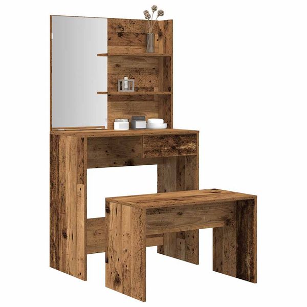 VidaXL súprava toaletného stolíka Old Wood Engineered Wood