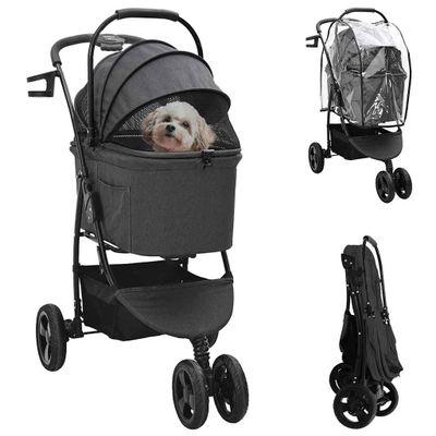 vidaXL Skladaný kočík pre domáce zvieratá Čierna 78 x 54 x 101 cm