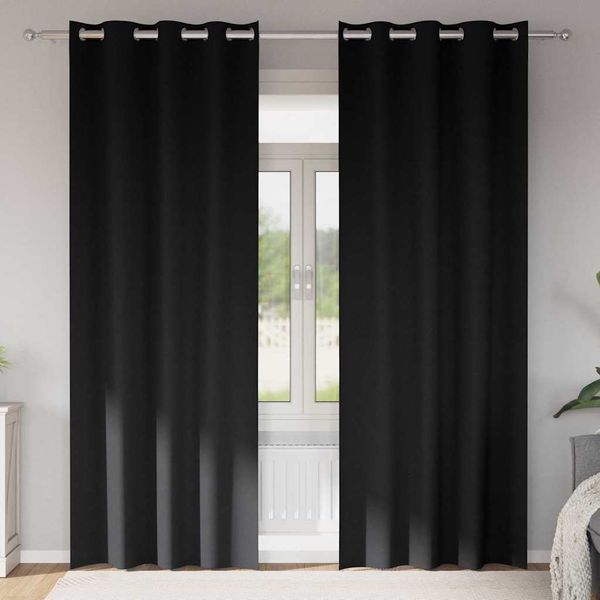 vidaXL Záclony na zatemnenie s krúžkami 2 pcs Čierna 245 x 140 cm