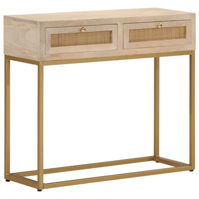 vidaXL Konzolový stolík 90x30x76 cm mangovníkový masív a železo