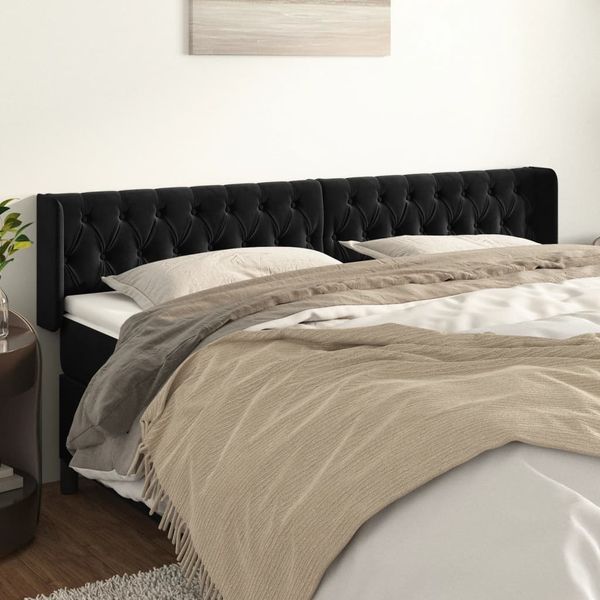 vidaXL Čelo postele so záhybmi čierne 203x16x78/88 cm zamat