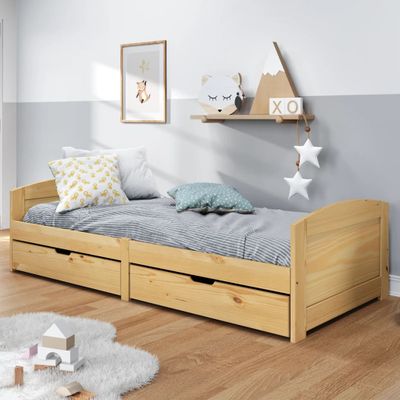 vidaXL Denná posteľ s 2 zásuvkami 90x200 cm masívna borovica IRUN