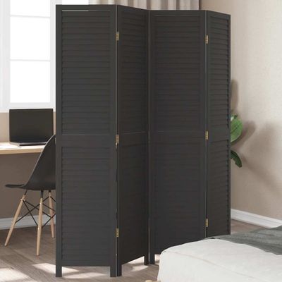 vidaXL Paraván, 4 panely, čierny, masívne drevo paulovnie