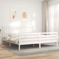 vidaXL Posteľný rám s čelom biely 200x200 cm masívne drevo