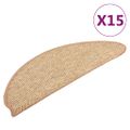vidaXL Schodové rohože 15 ks 56x17x3 cm svetlohnedé polkruhové
