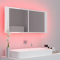 vidaXL LED kúpeľňová zrkadlová skrinka lesklá biela 100x12x45 cm akryl